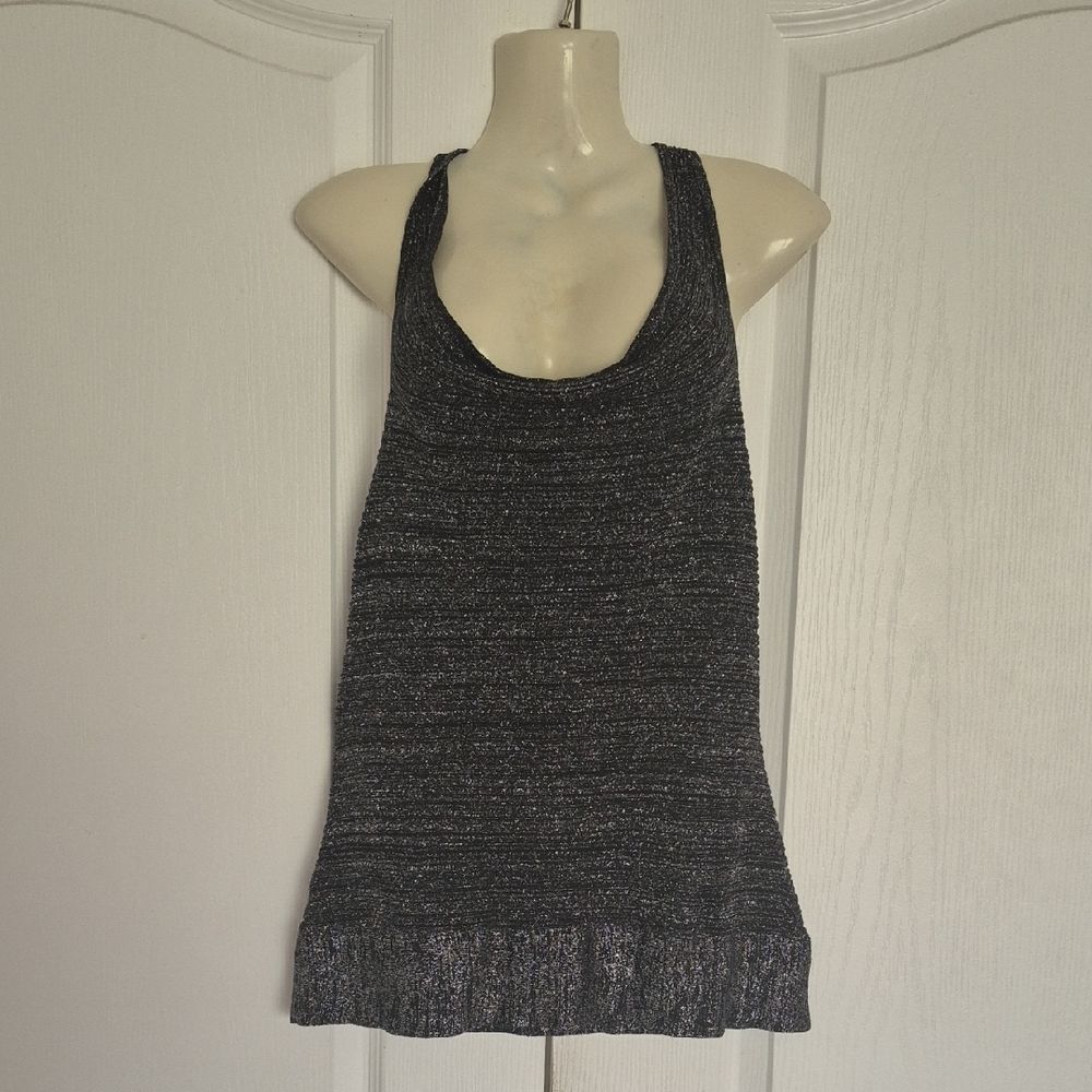 Elegant Black Shimmer Backless Halter Sleeveless Top